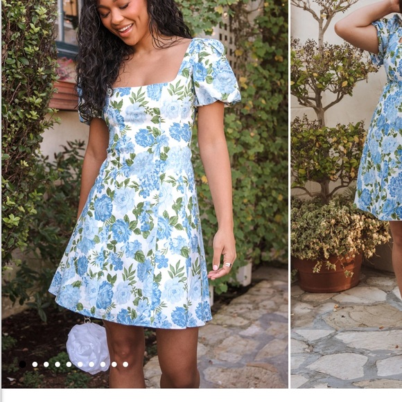 Show me your Mumu Mia Dress in Cottage Floral Blue - Picture 2 of 2